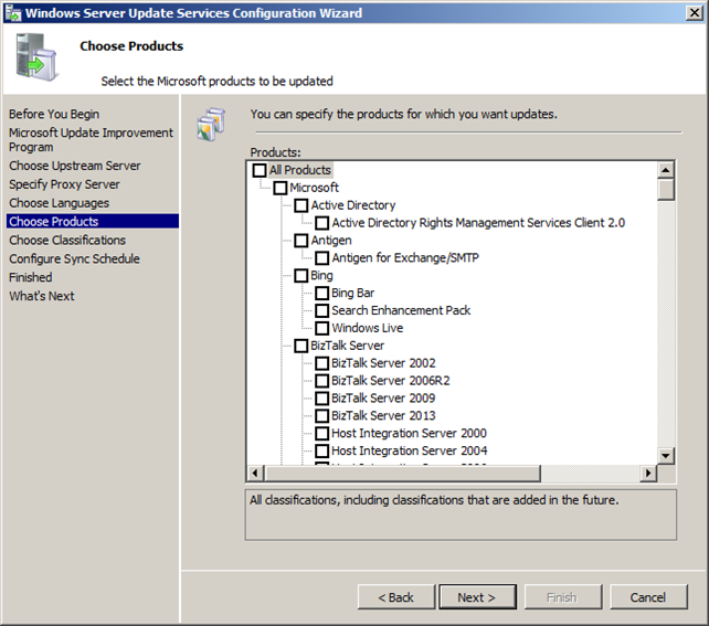 Ρυθμίζοντας τον WSUS με το Configuration Wizard στον Server 2008 R2