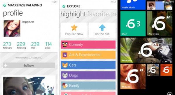 6sec app, ανεπίσημη Vine εφαρμογή για Windows Phone 8
