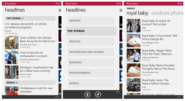 Bing News, Sports, Weather και Finance τώρα στα Windows Phone 8