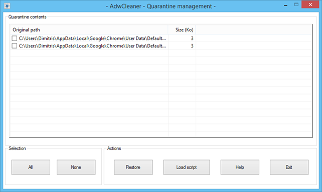 AdwCleaner, αφαίρεση adware, toolbars και ανεπιθύμητων προγραμμάτων
