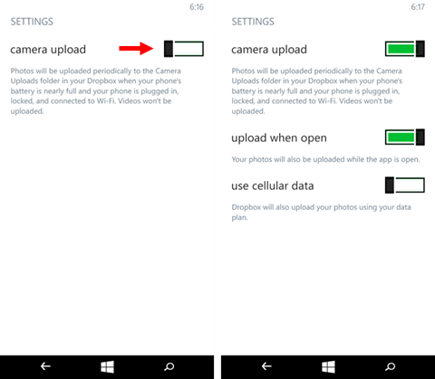 Dropbox, αποστολή φωτογραφιών από τα Windows Phone 8.1